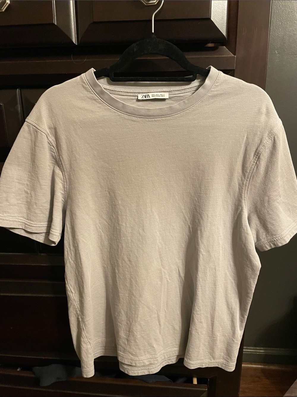 Zara Men Short Sleeve Crew Tee in Pale Gray